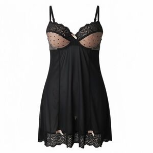 MARILYN MONROE Medium Black Dot Lace Chemise Nightie Slip R $45